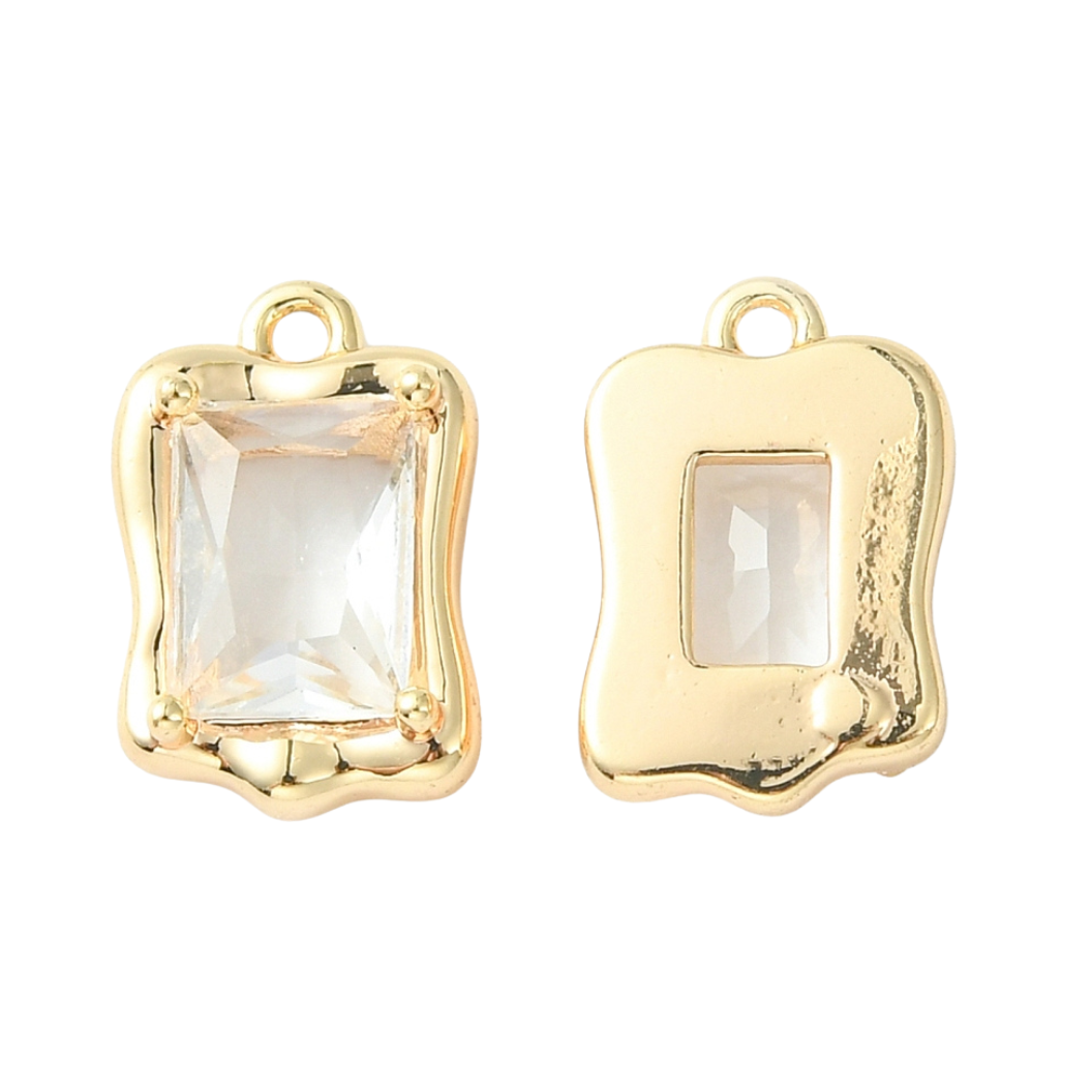 * Gold Mirror Glass Frame Charm