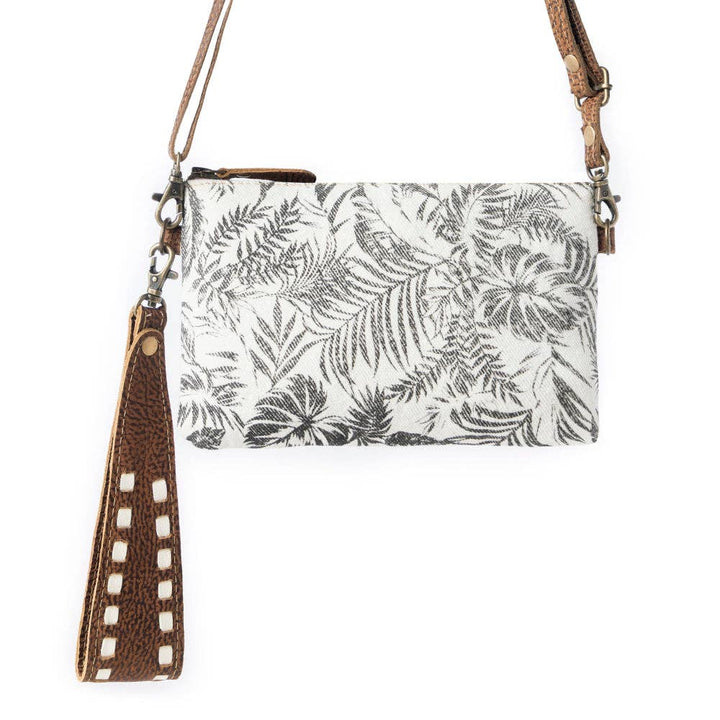 Frondtrail upcycled canvas Belt Bag for Women in ivory with leather detail