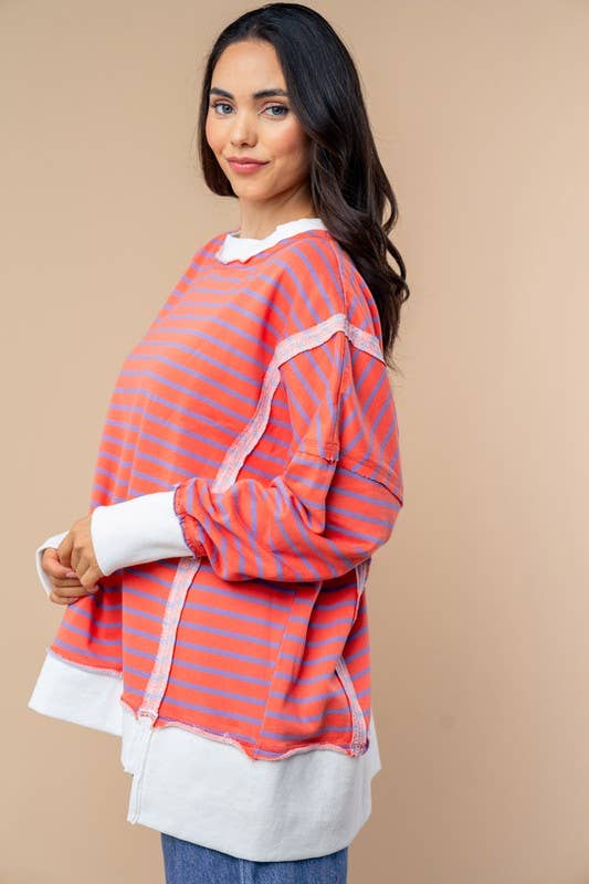 T10505 Long Sleeve Striped Knit Top