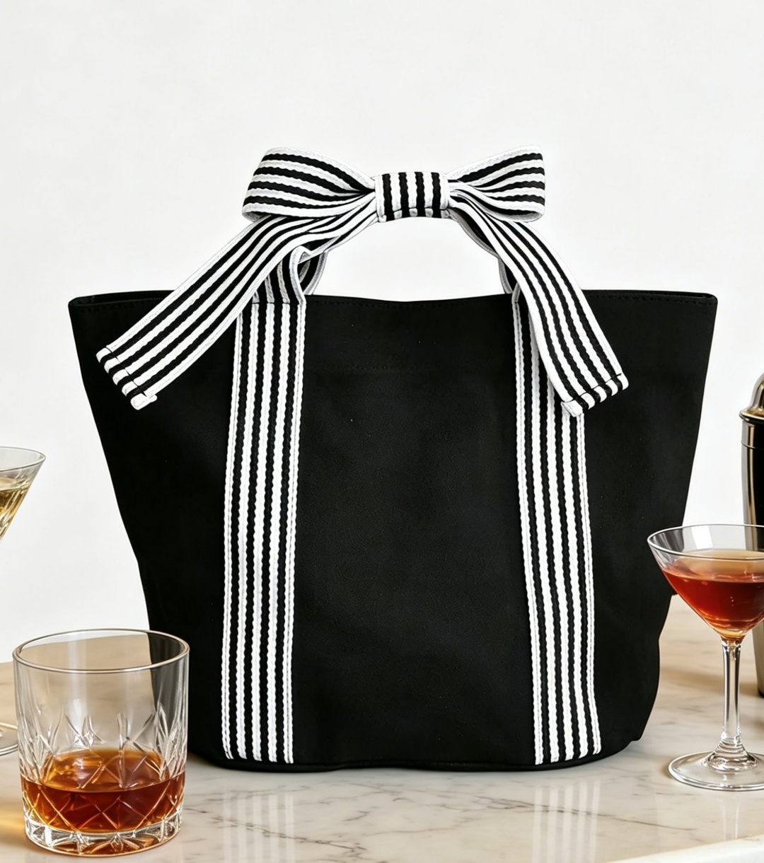 Striped Tote Bag Beach Bow Handle