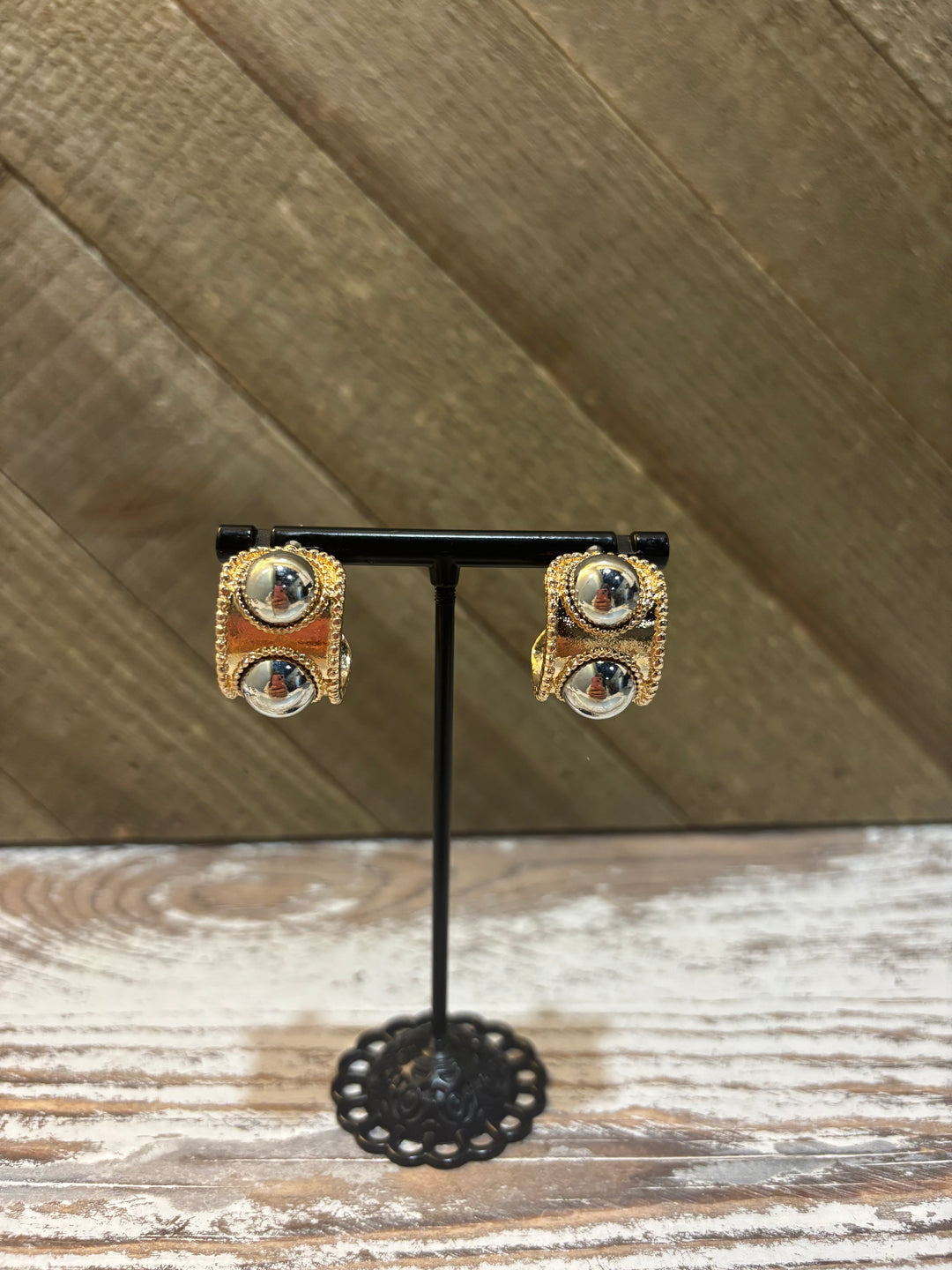 Gold Hoop Silver Stud Earring