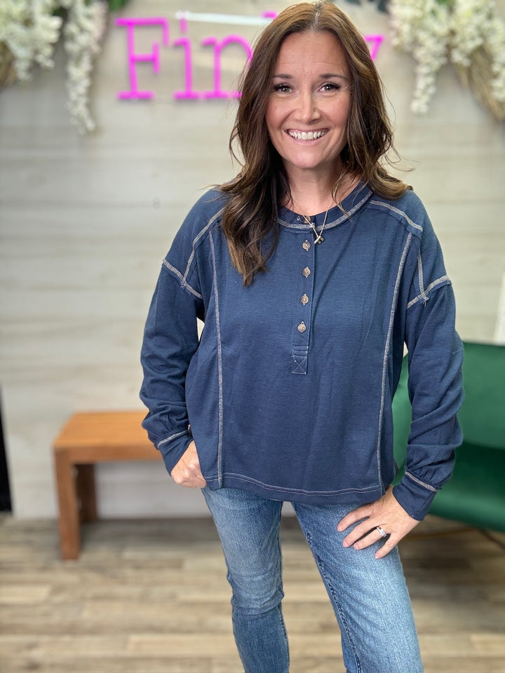 Long Sleeve Henley Top