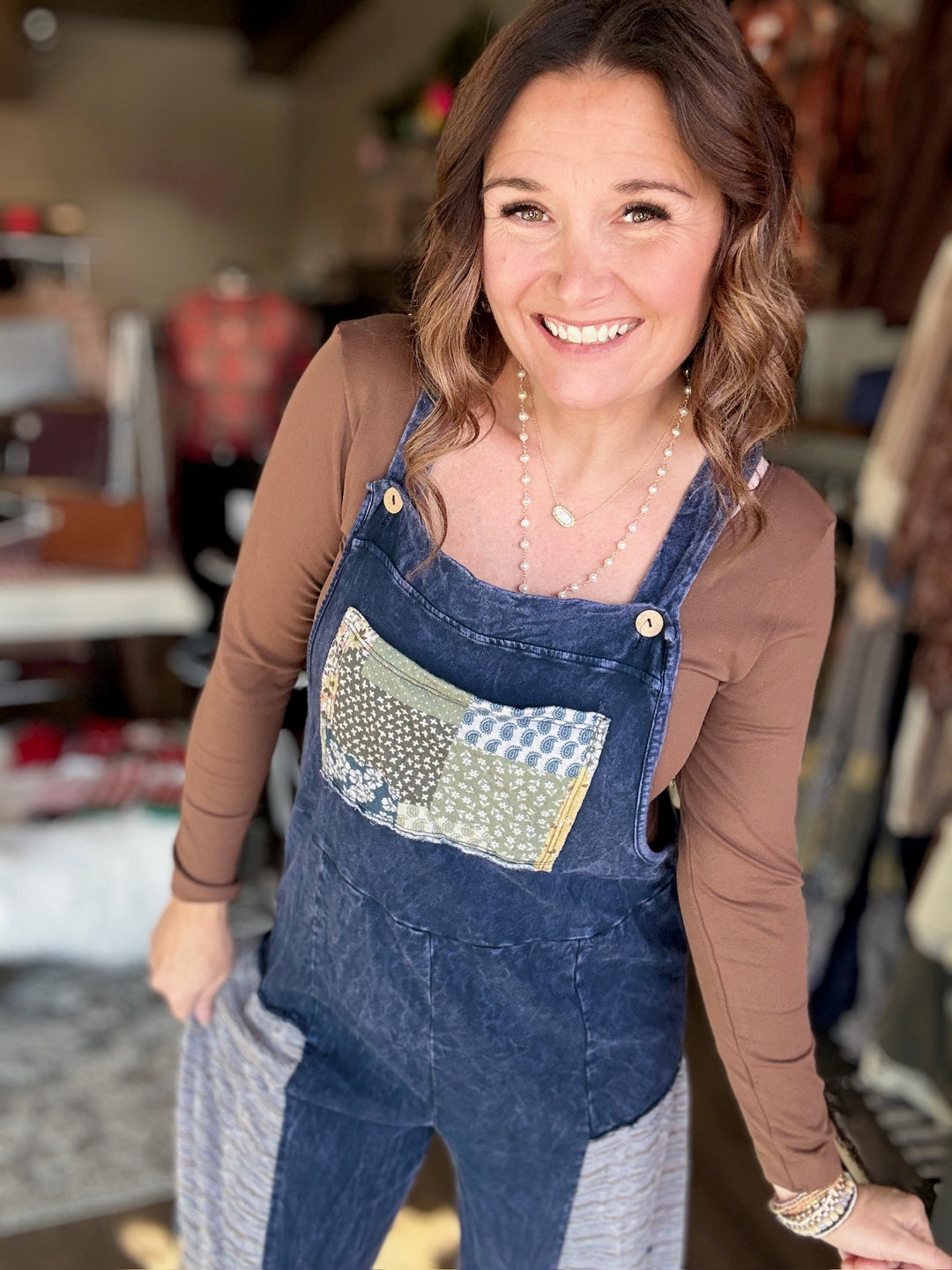 Navy Boho Wide Leg Jumpsuit