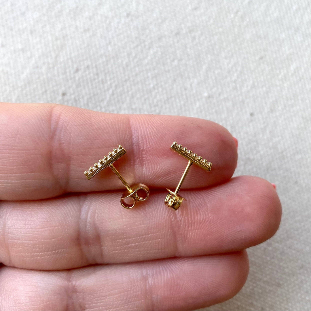 18k Gold Filled Dainty CZ Bar Stud Earrings