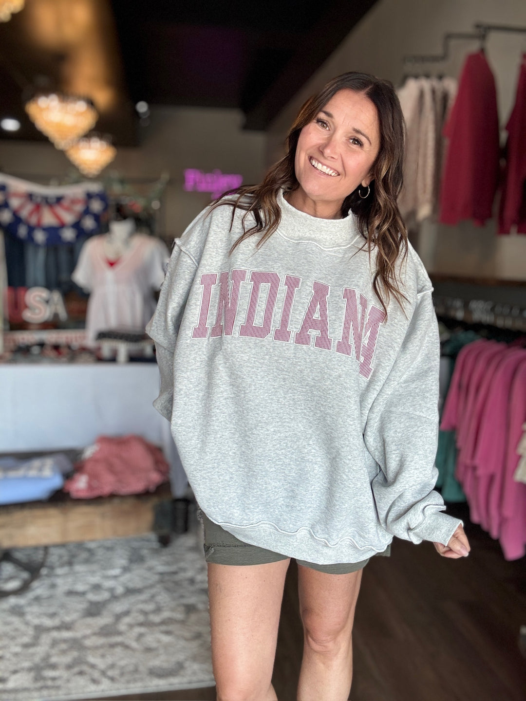 INDIANA Stripe Embroidered Sweatshirt