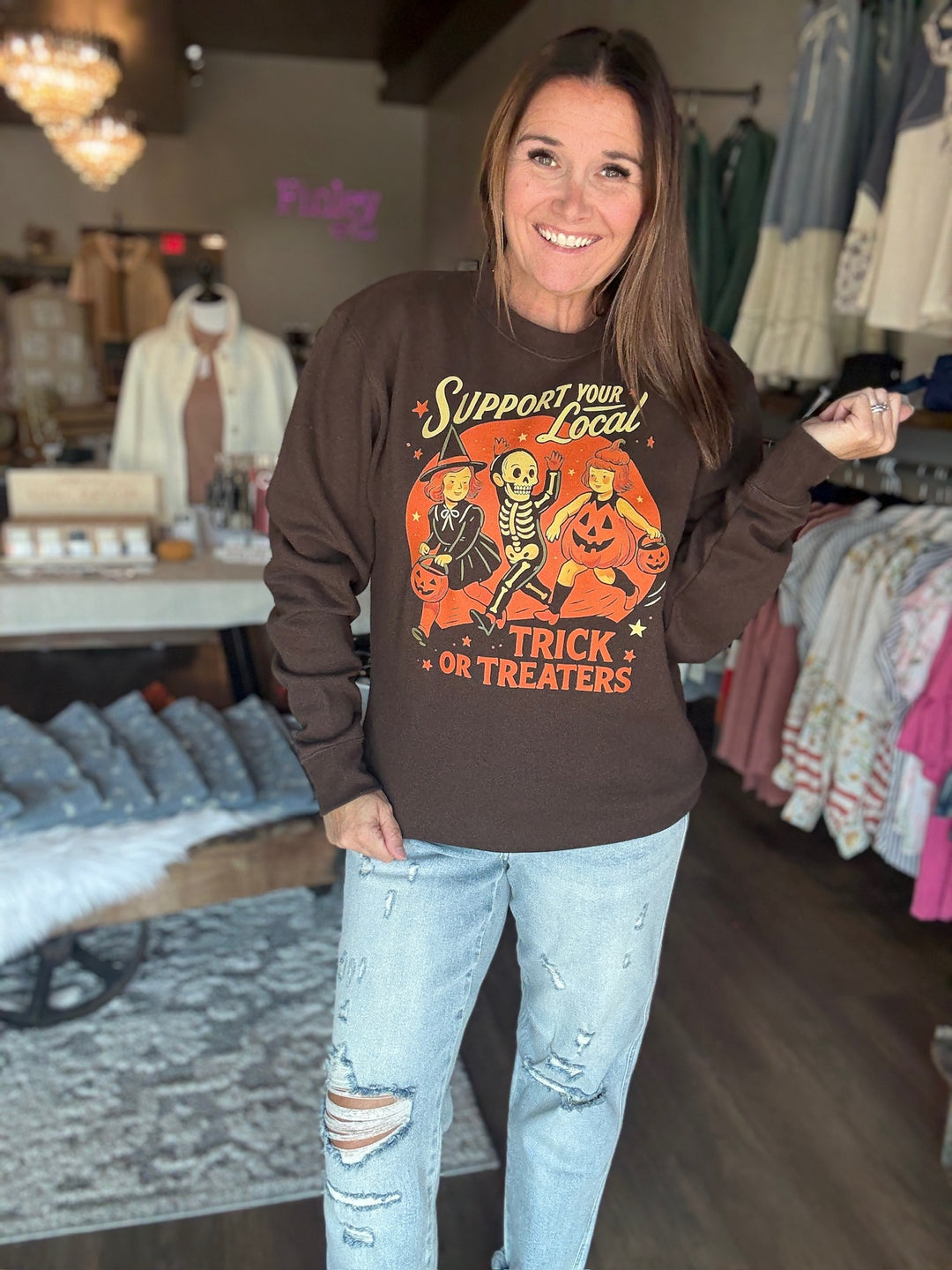 Brown Trick Or Treaters Sweatshirt
