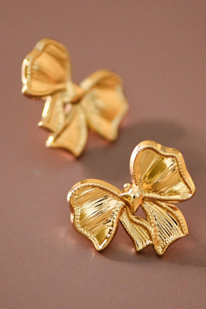 Gold Bow Stud Earings