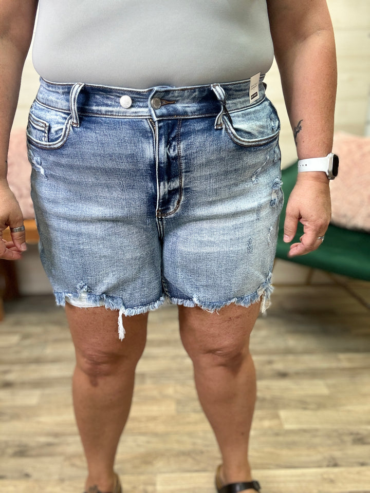 Judy Blue Adjustable Button Destroy Shorts