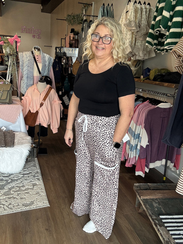 Leopard Wide Leg Knit Pants
