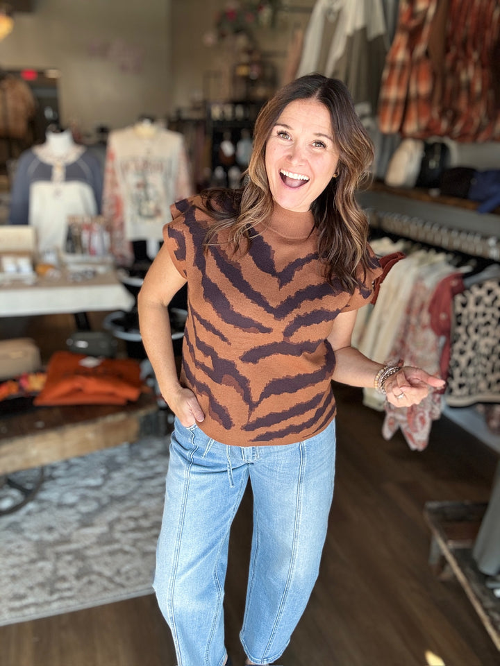 Tiger Stripe Knit Sweater Top