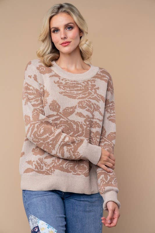 Floral Print Knit Sweater