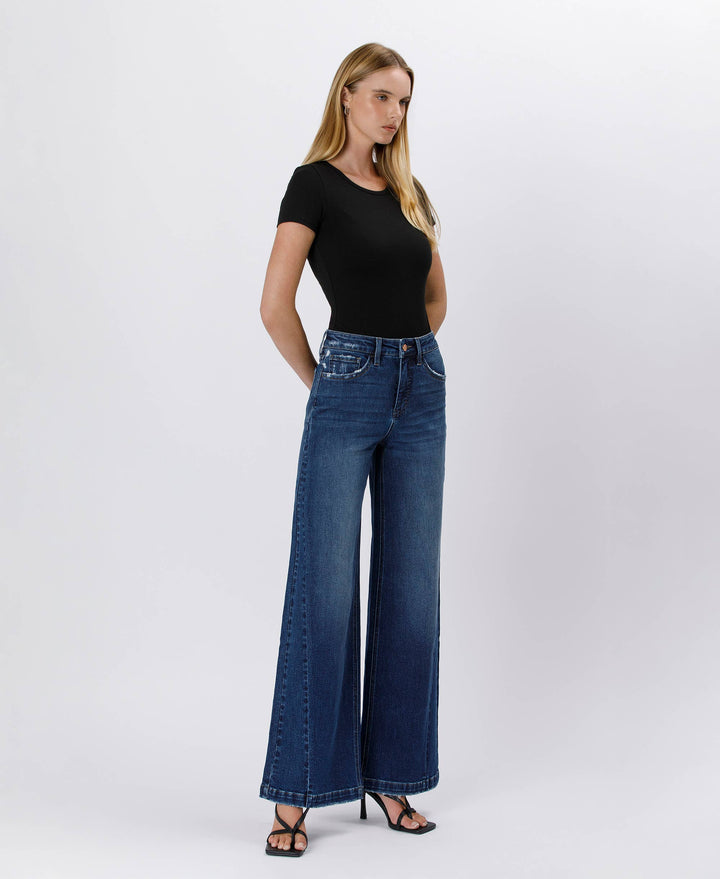 TUMMY CONTROL HIGH RISE WIDE LEG JEANS LV1443