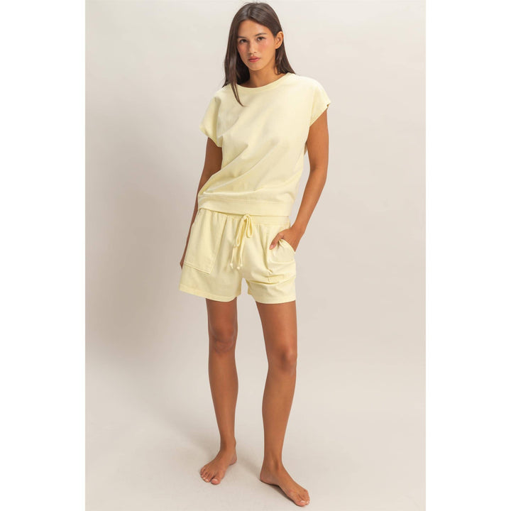 Sleeveless Crew Neck Top and Shorts Set