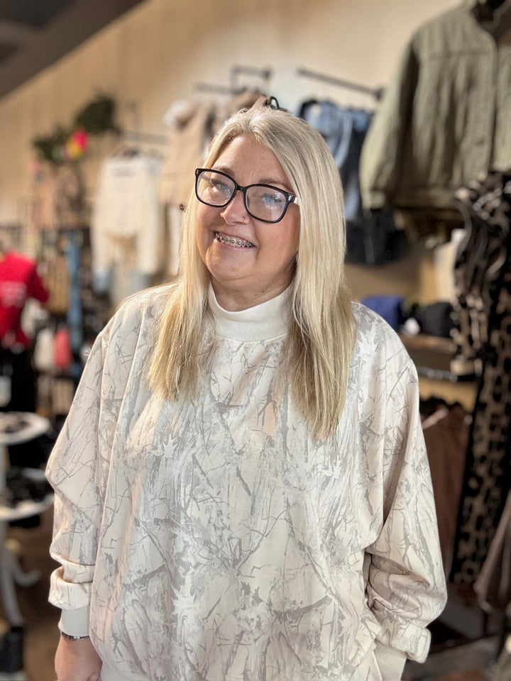 Camo Mock Neck Sweatshirt