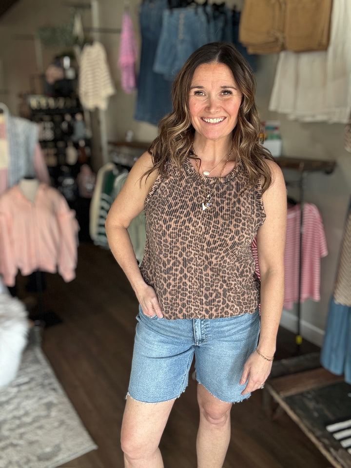 Leopard Print Ribbed Tank