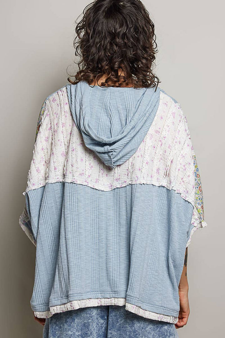 Long Sleeve Lace Contrast Floral Star Patch Knit Top SALE