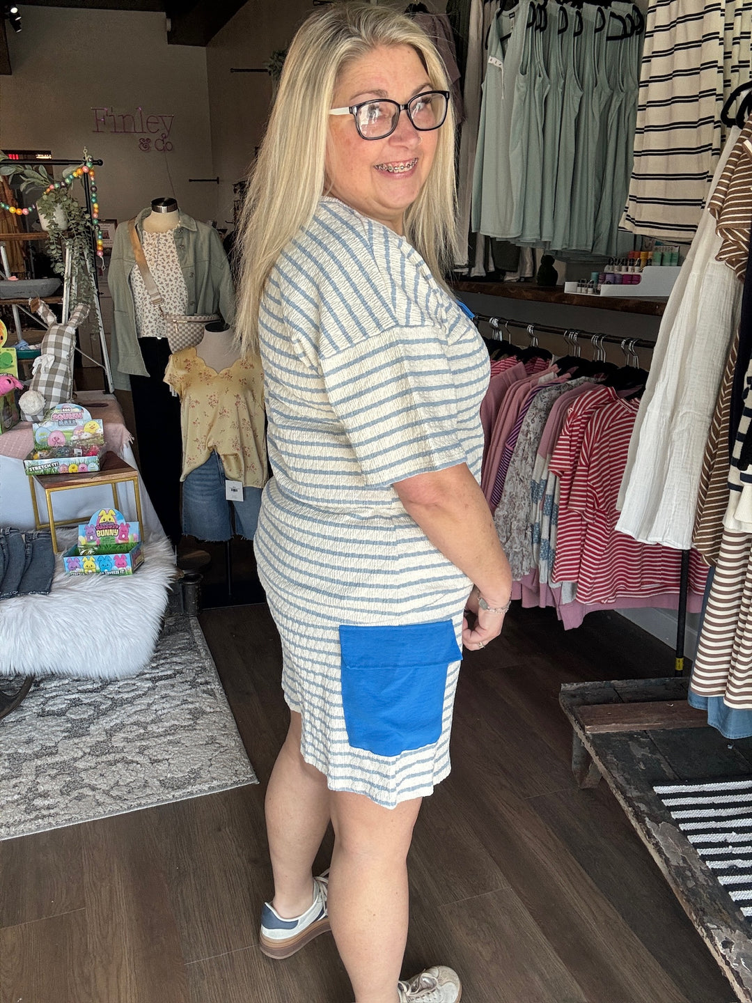 Spring Blue Striped Set