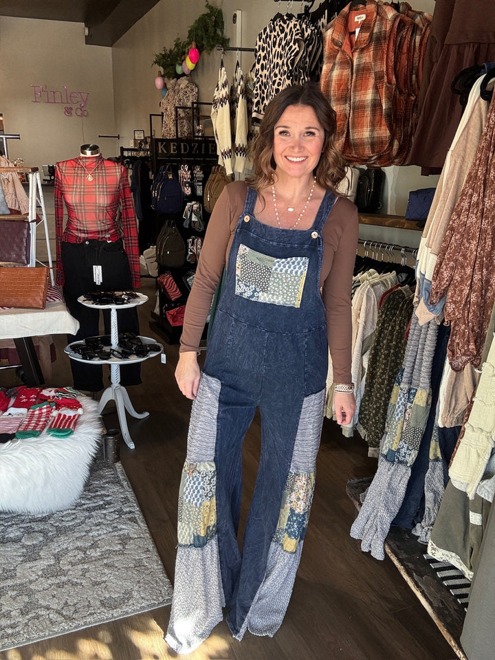 Navy Boho Wide Leg Jumpsuit