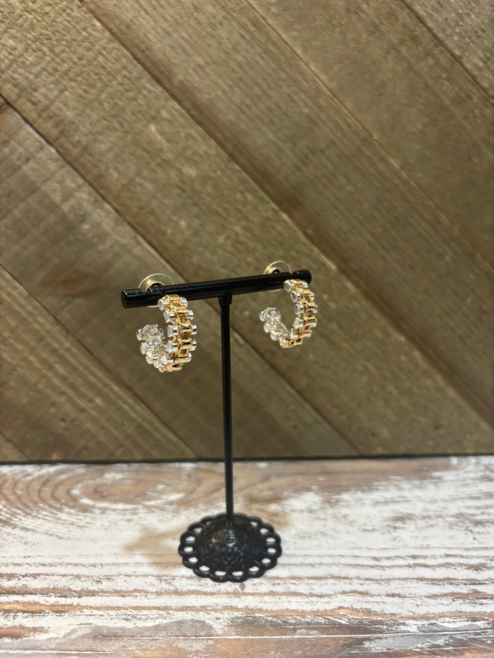 Mix Metal Chain Hoop Earring