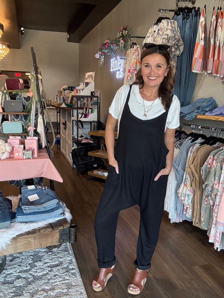 Oh Full Size V-Neck Wide Strap Overalls with Pockets