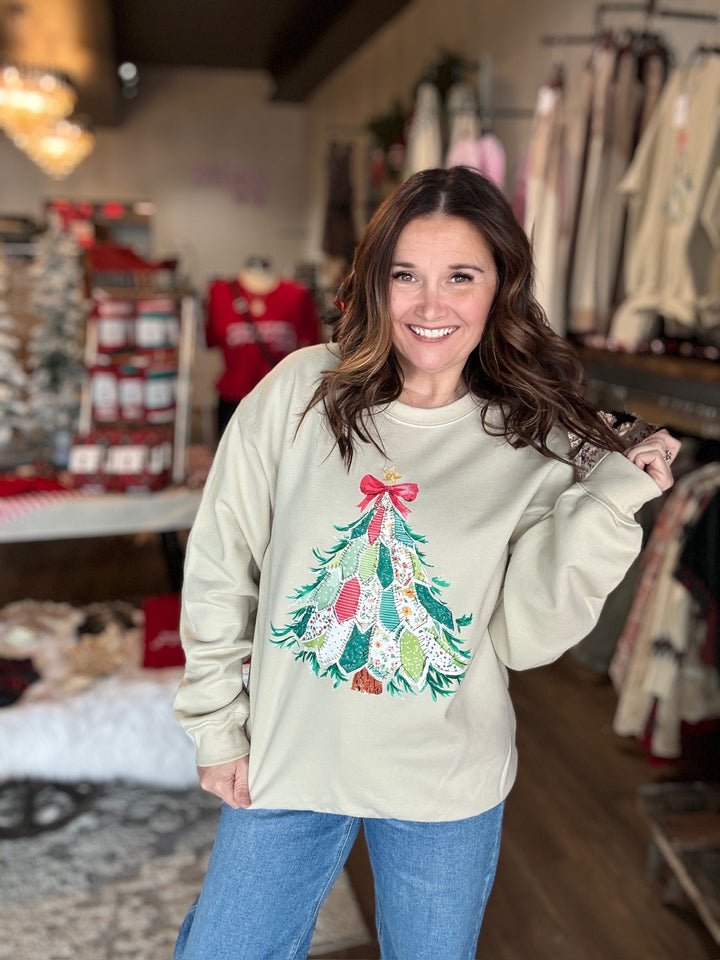 Patchwork Christmas Tree Sweatshirt