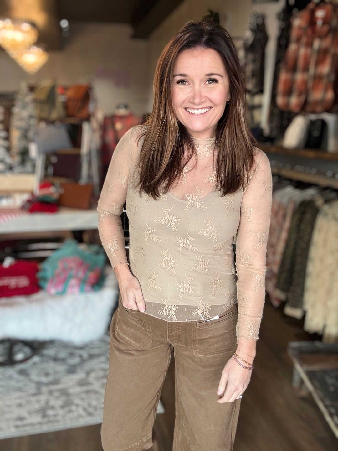 Lace Mock Neck Layering Top