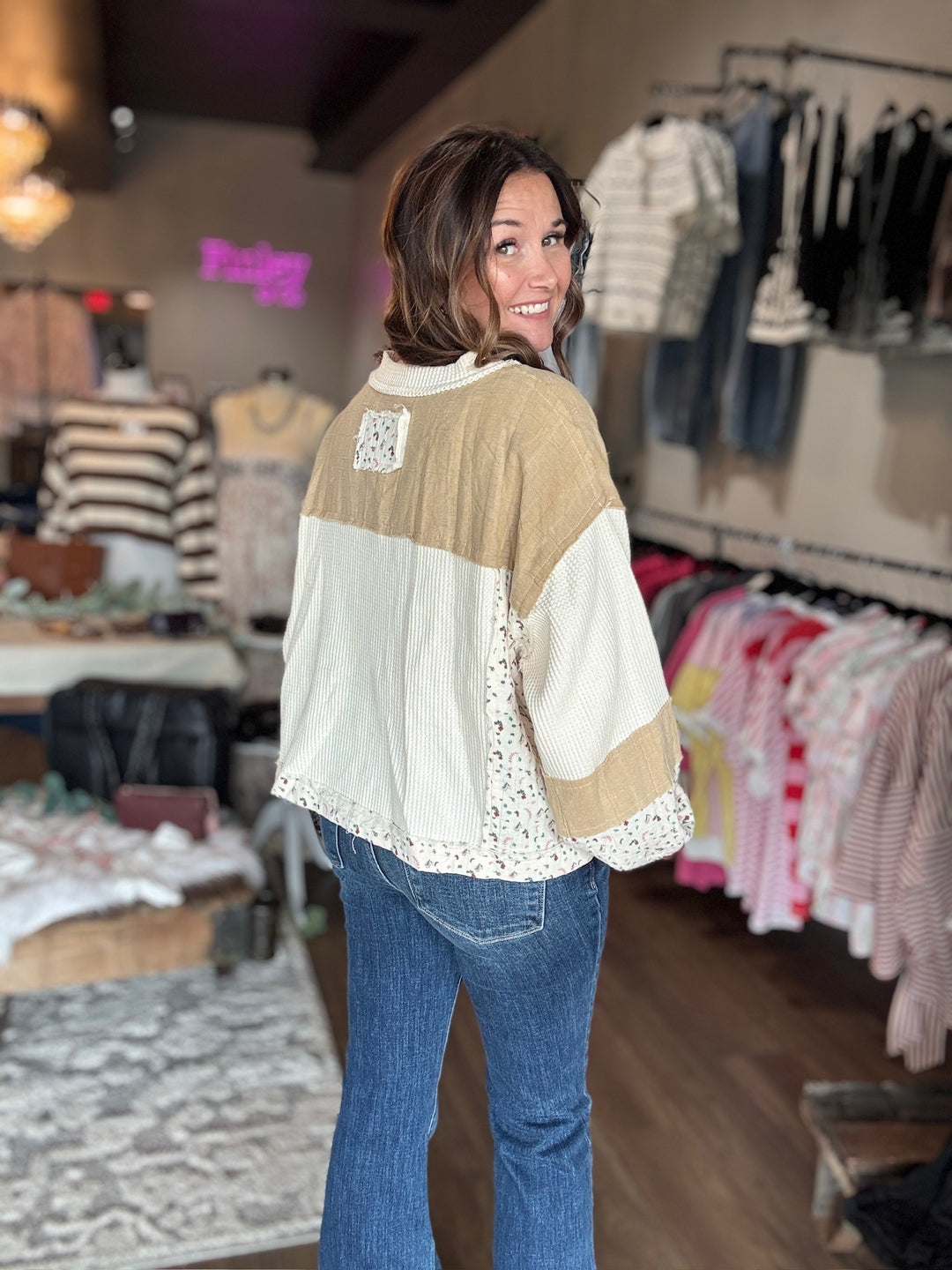 Pol Fall in Love Patchwork Top