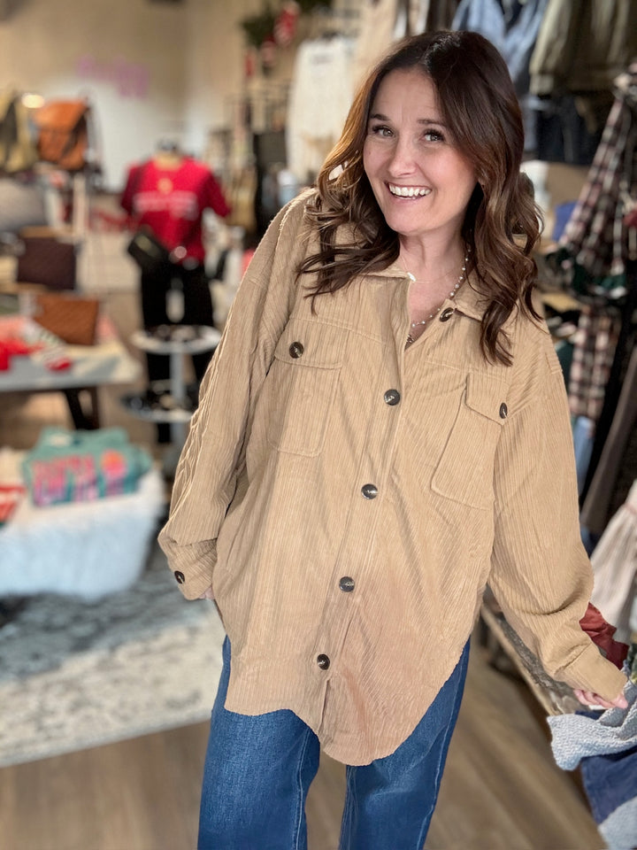 Tan Corduroy Shacket