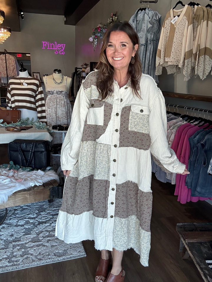 Pol Patchwork Duster Dress