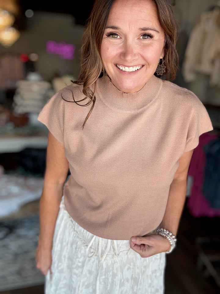 Mock Neck Knit Soft Top