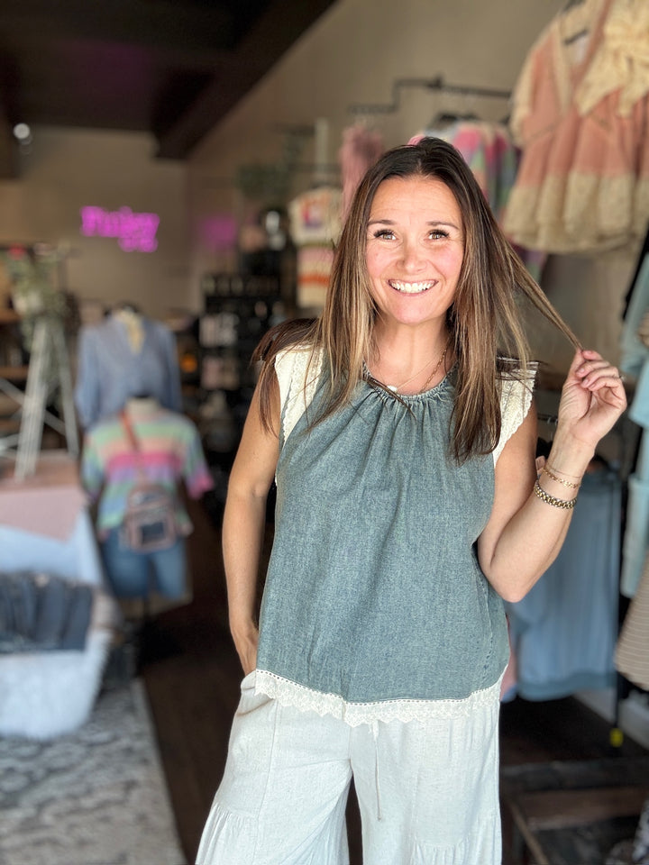 Denim Darling Lace Tank