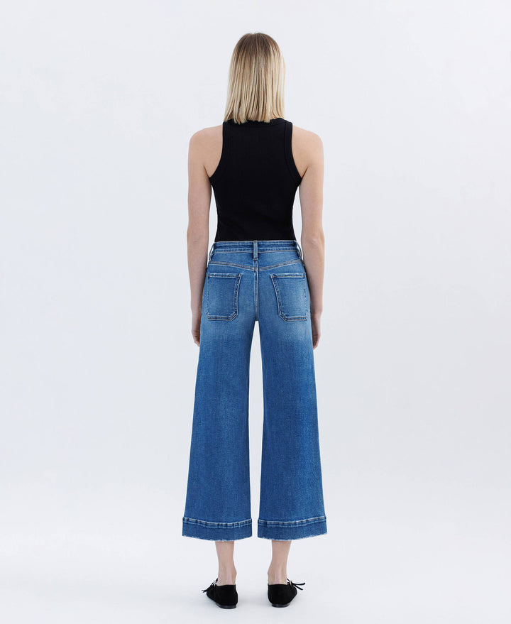 HIGH RISE CROP UTILITY WIDE LEG JEANS LV1666