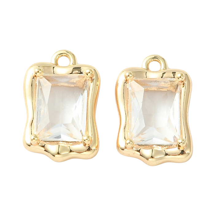 * Gold Mirror Glass Frame Charm