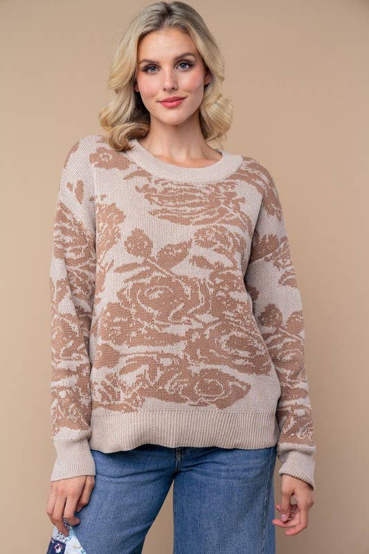 Floral Print Knit Sweater