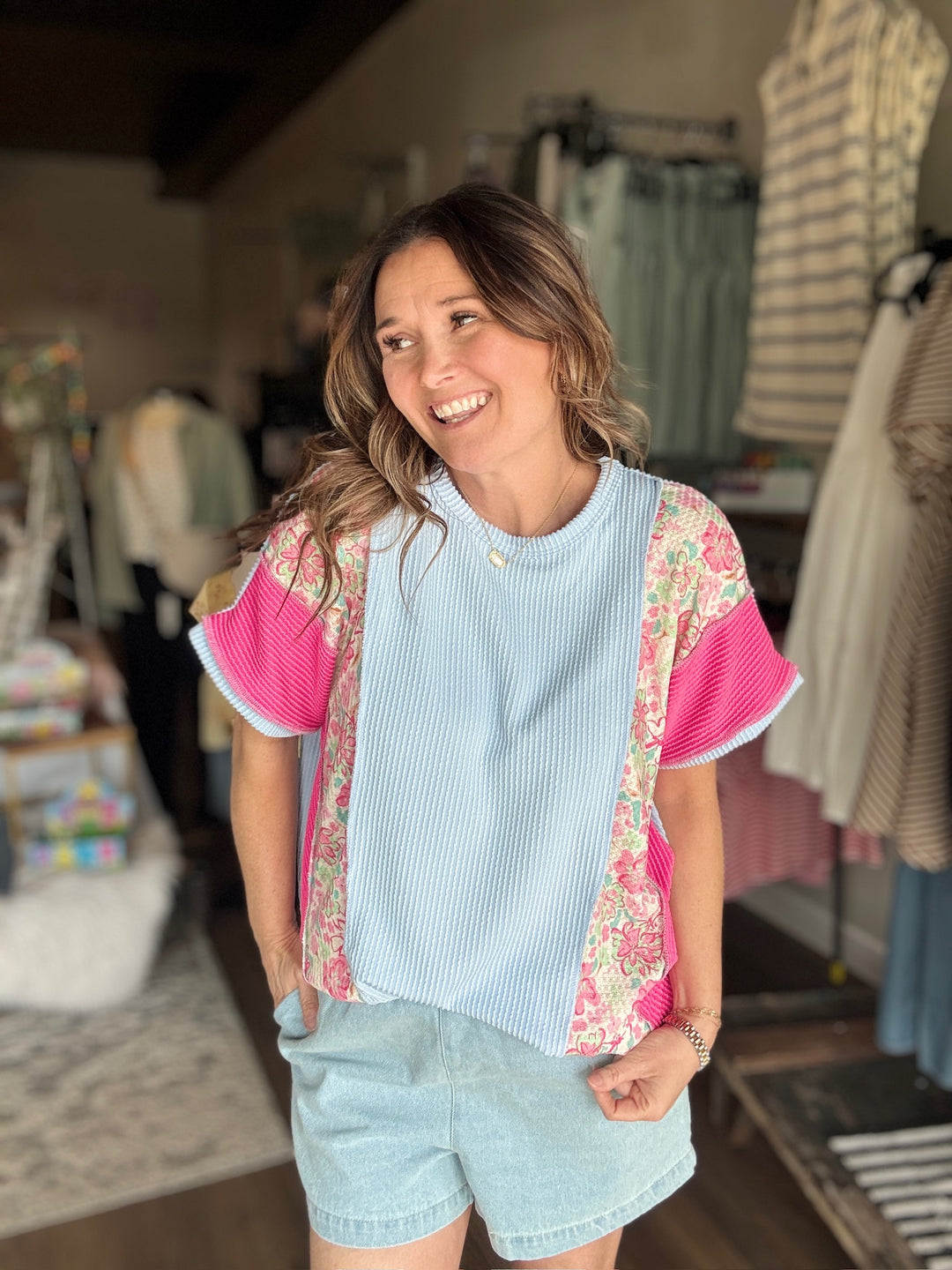 Spring Patchwork Floral Tee