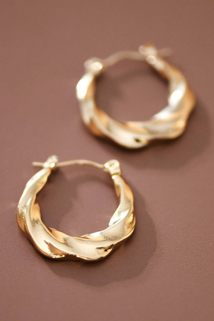 18K Gold Plated Waterproof Stainless Steel Hoop Earrings - 7661