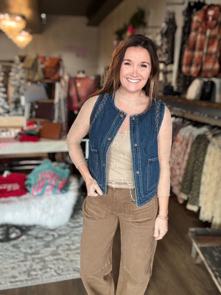 Denim Braided Vest