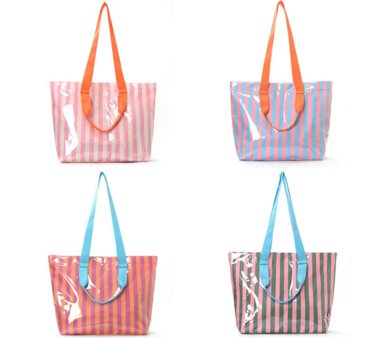 Striped Waterproof Beach Bag
