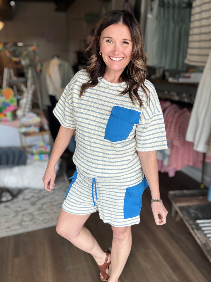 Spring Blue Striped Set