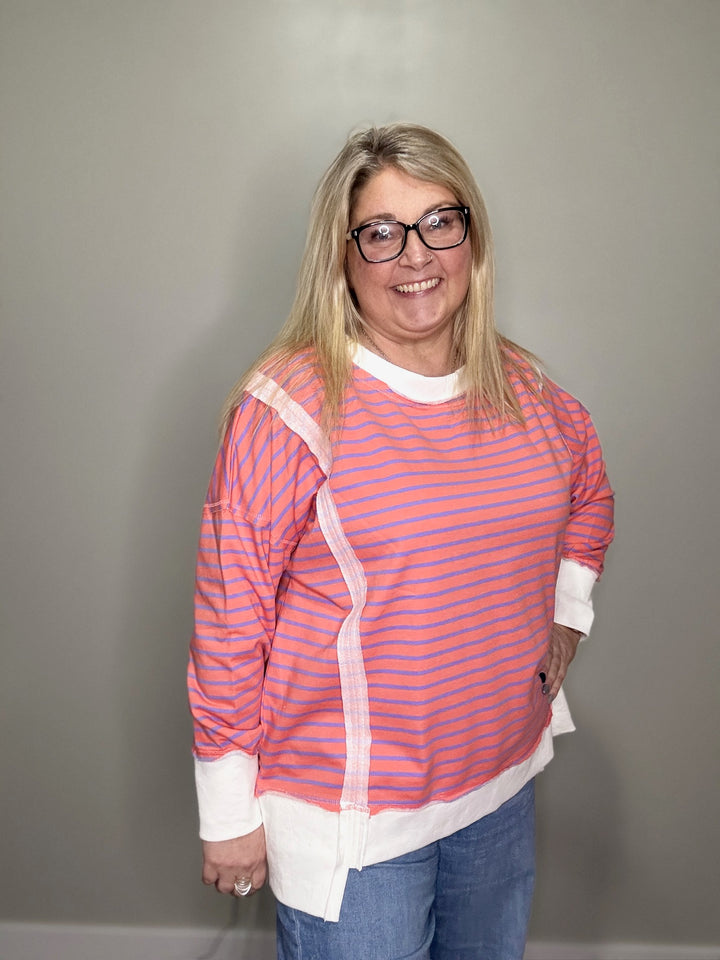 Coral Striped Tunic Top