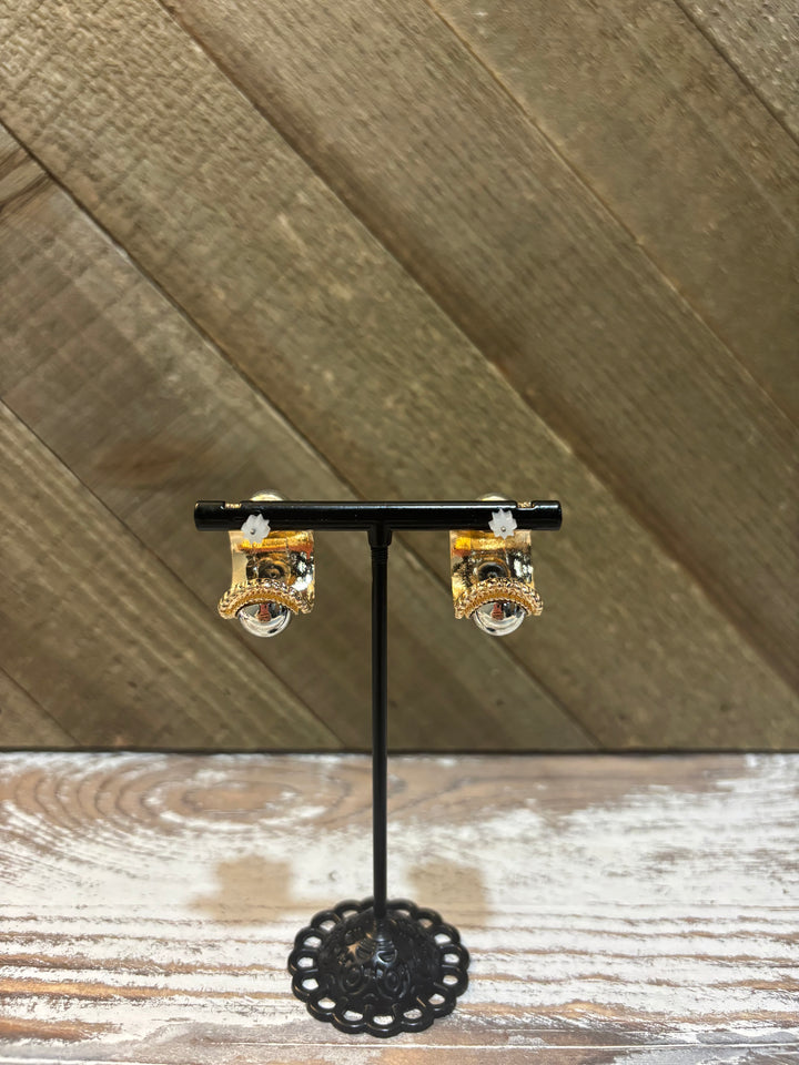 Gold Hoop Silver Stud Earring