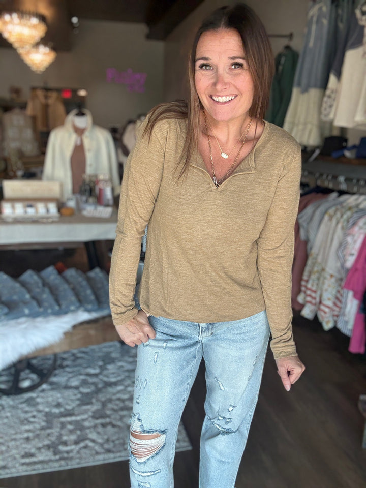 Fall Split Neck Tee