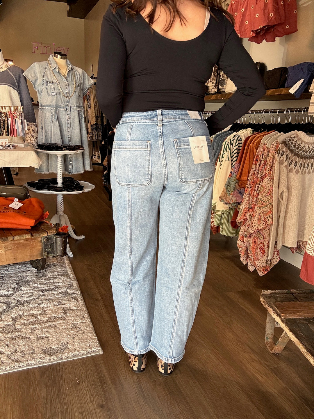 Lovervet Barrel Leg Waist Tie Jeans