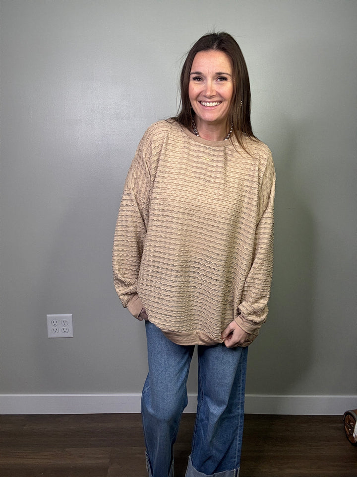 Textured Long Sleeve Top