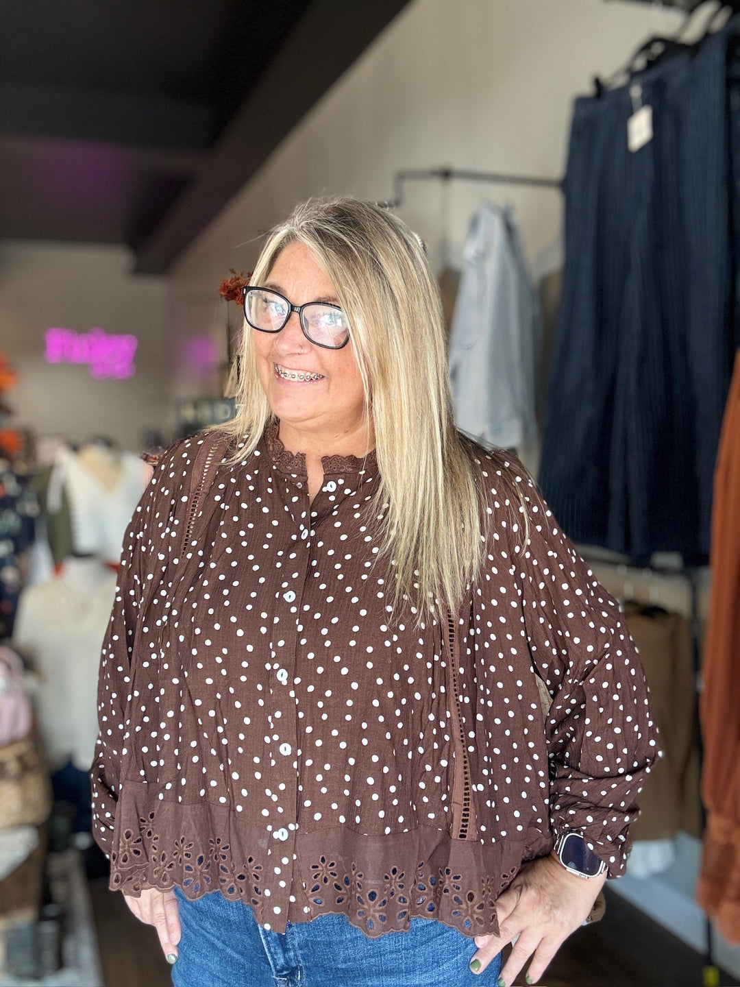 Cocoa & Cream Dotted Blouse