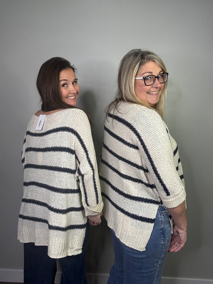 Navy & Cream Stripe Sweater