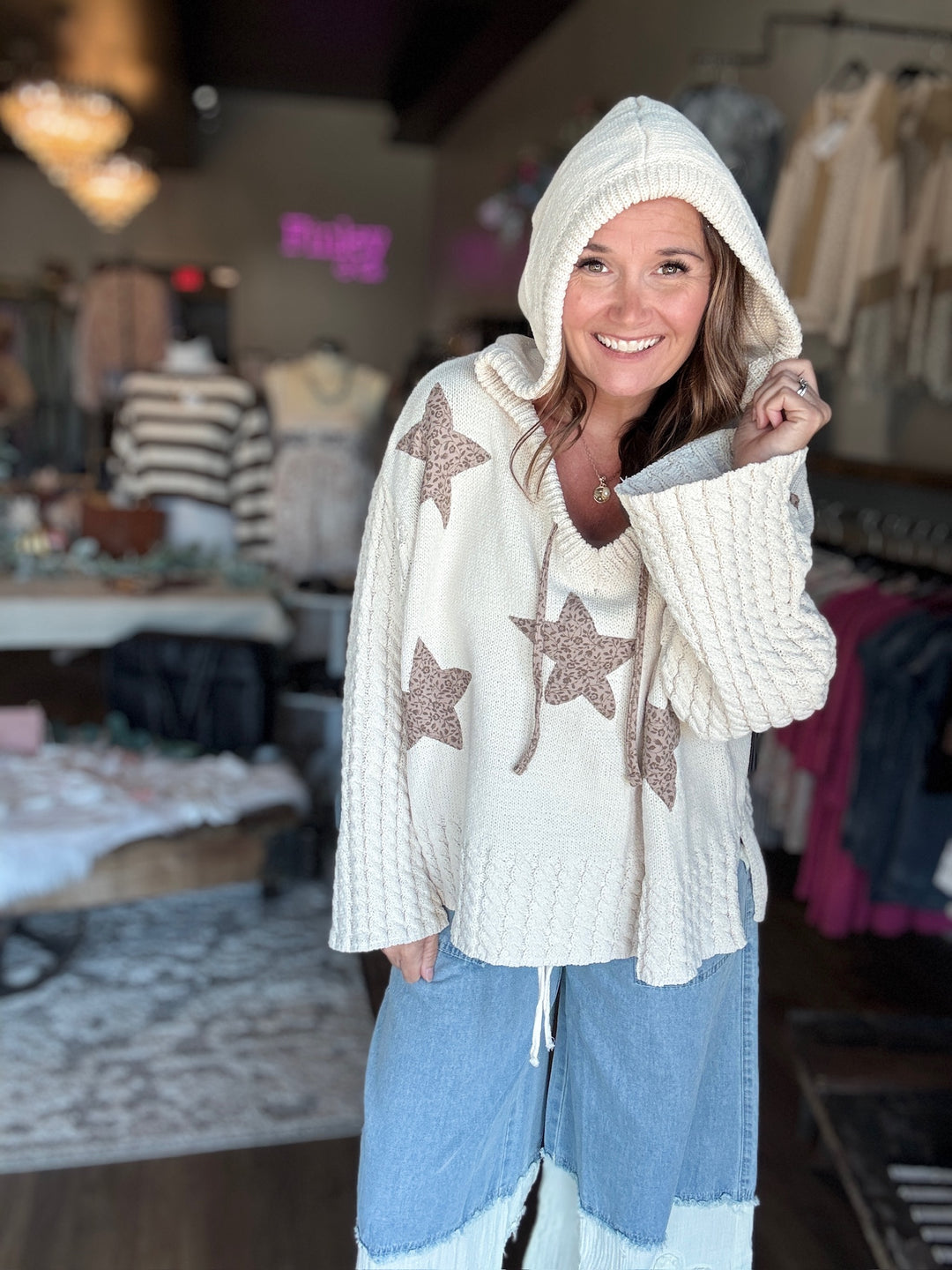 Super Soft Hooded Star Sweater