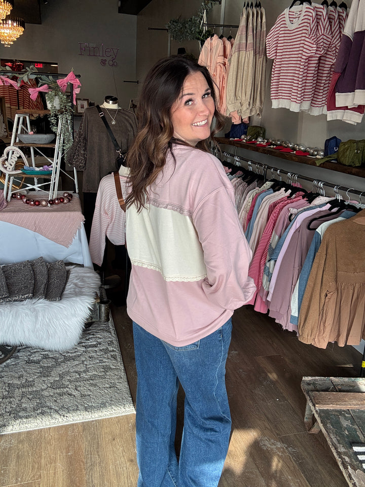 Lace Love Colorblock Sweatshirt