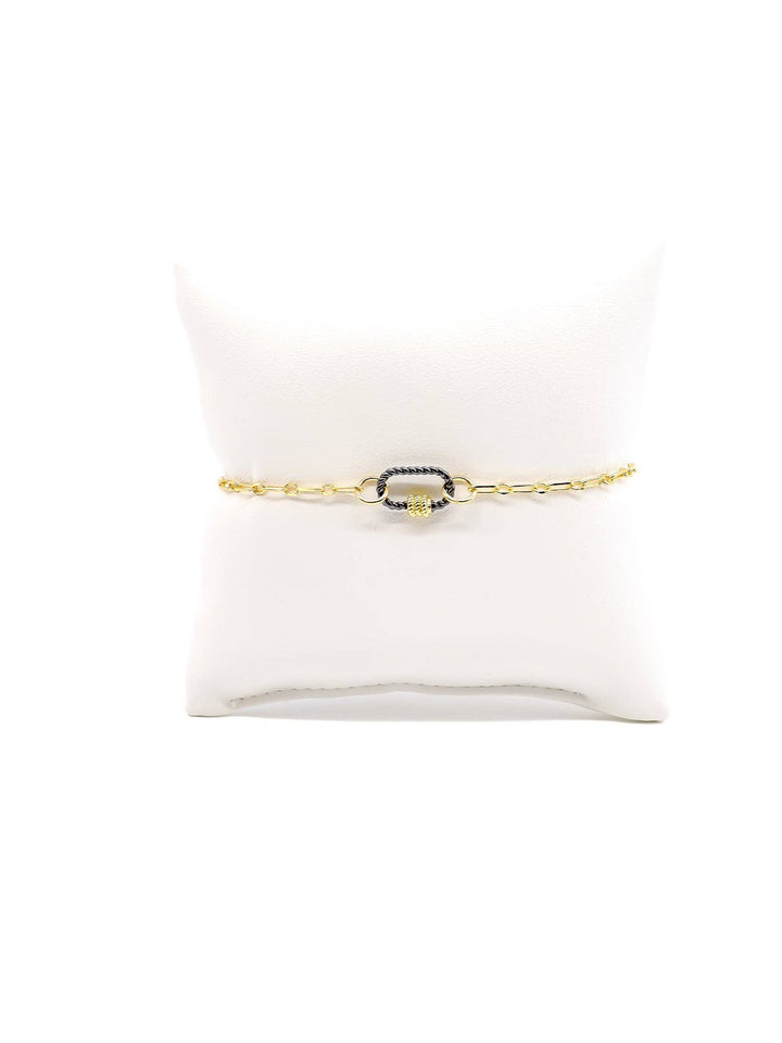 * Gold Madilyn Charm Bracelet with Gunmetal Micro Bella Carabiner