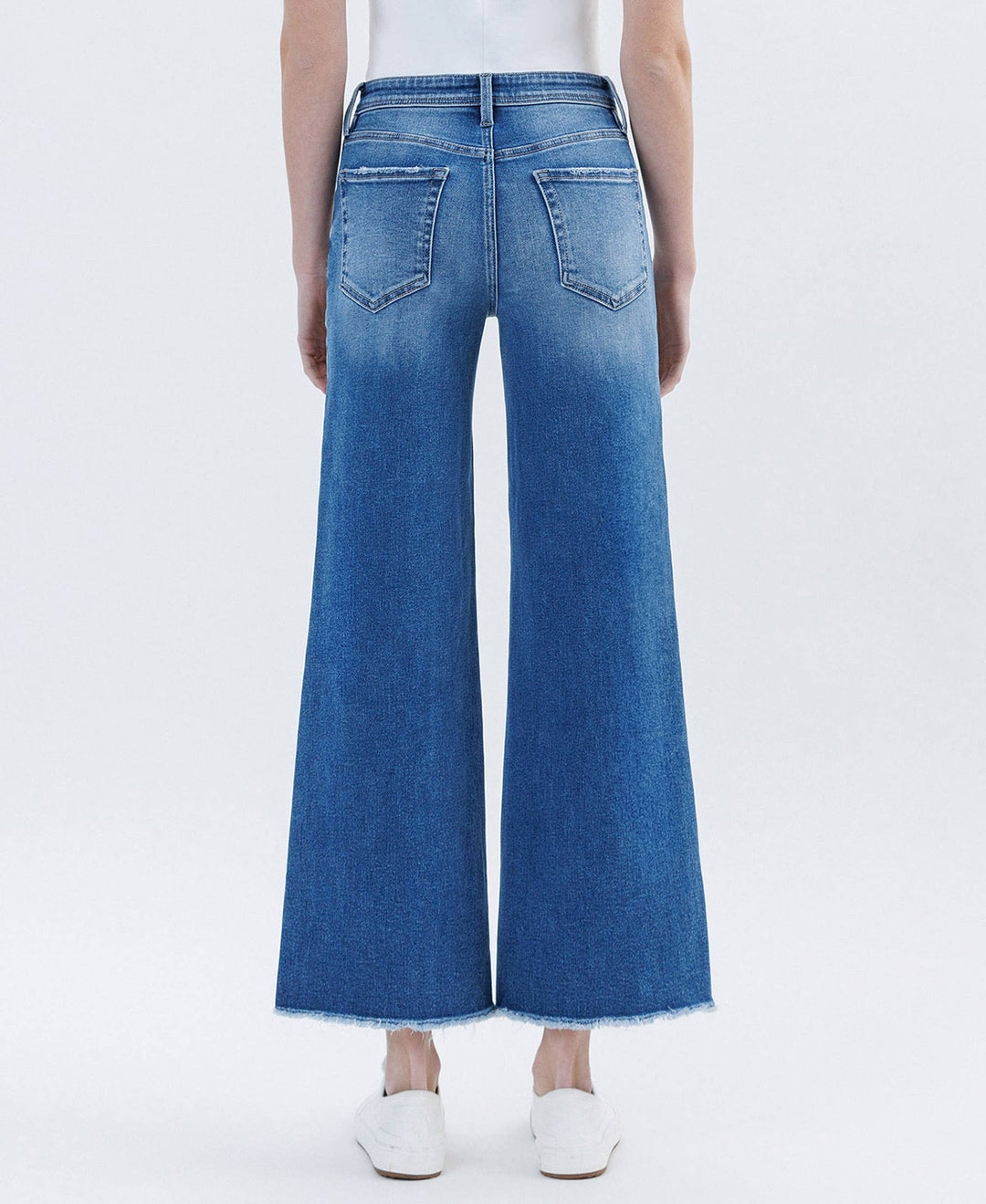 HIGH RISE RAW HEM ANKLE WIDE LEG JEANS LV1683